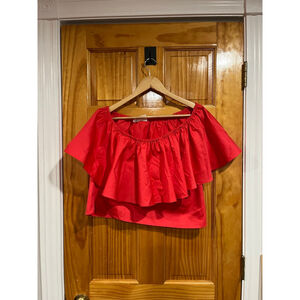 n/nicholas Women’s Bardot Off Shoulder Ruffle Party Crop Top 4